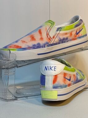 Nike Court Legacy Tie-Dye Slip-On Sneakers Womens Size 7 Multicolor Canvas NWOB